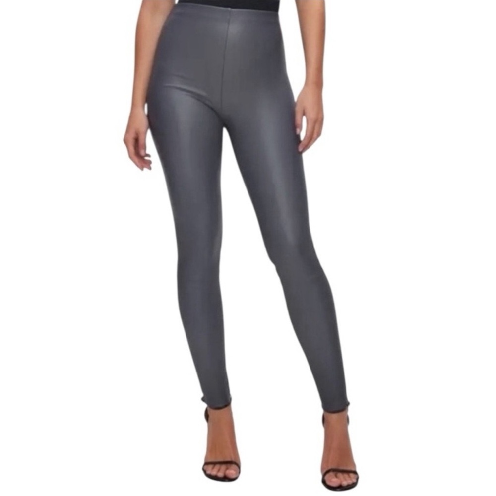 Good American‎ Chrome- colored Faux Leather Pants size 2 NWT Pull On